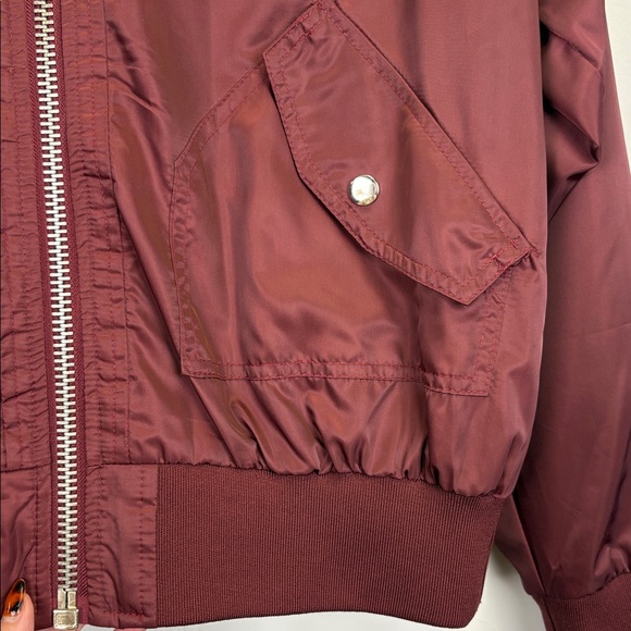 Free People Burgundy Bomber Jacket Size small - Picture 6 of 10